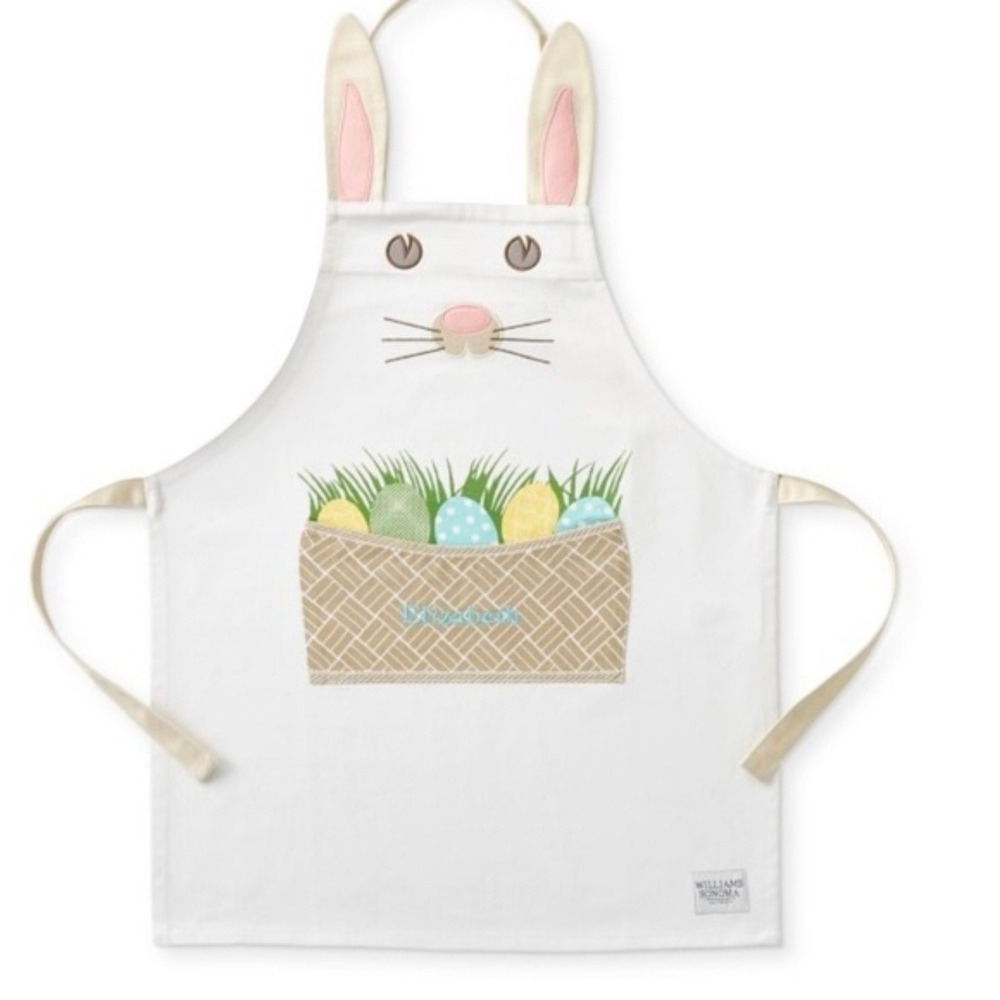 Williams Sonoma Rabbit Kids Apron Easter Bunny Costume White Cotton  NEW